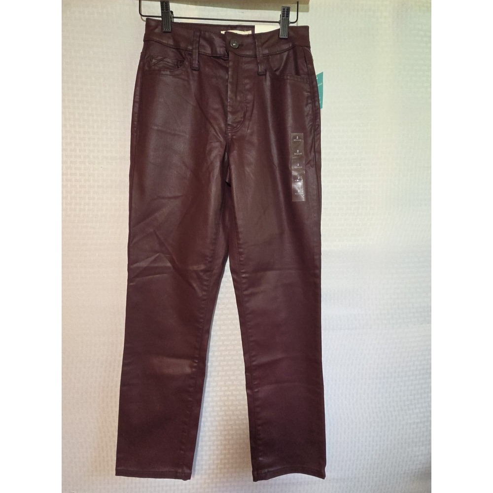 Maurices Edgely Womens Plum Purple Faux Leather High Rise Ankle Pants NWT Skinny